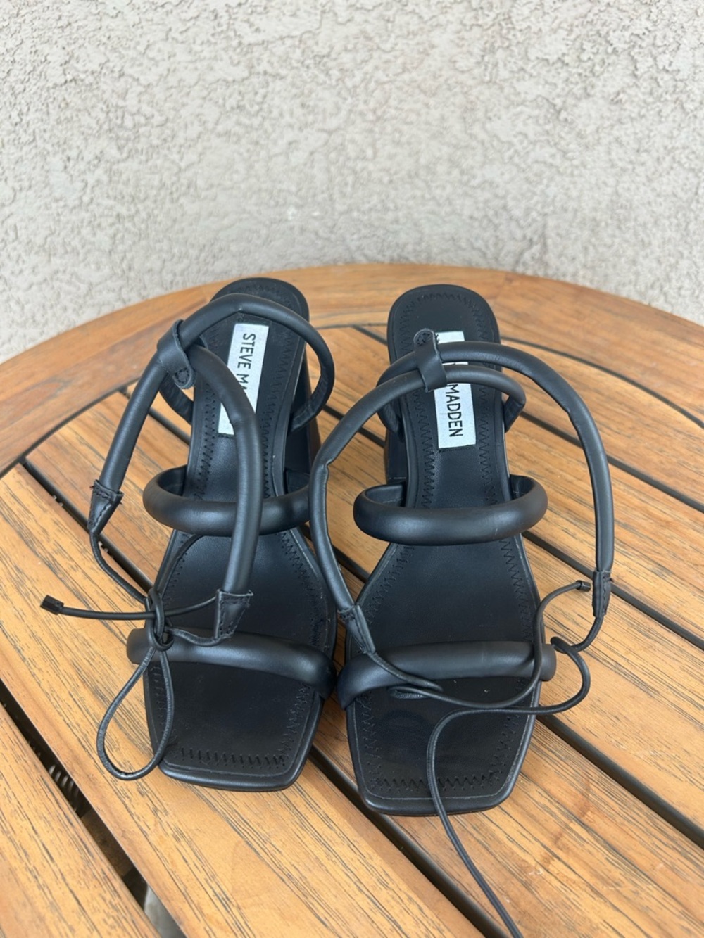 Steve Madden Black Tubular Strap Lace-Up Sandals